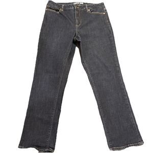 Lands End Mid Rise Straight Jeans Womens Size 14 Blue Stretch Denim Pockets